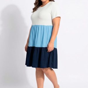 Vestido Azul em Ribana Canelada