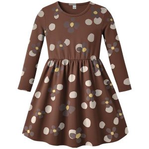 Vestido Godê Floral Marrom