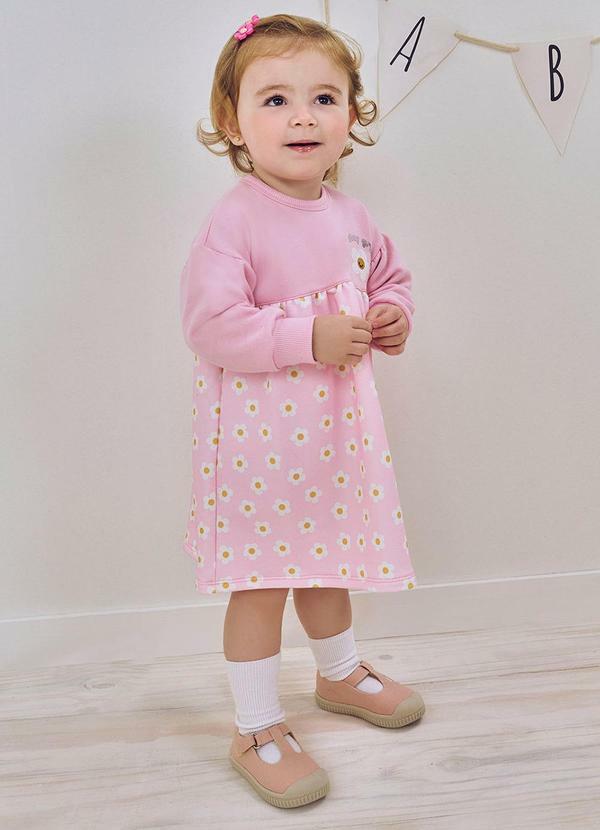 Vestido Groovy Margaridas Rosa