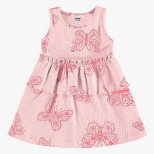 Vestido Infantil Estampado Ribana Rosa