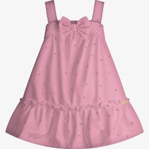 Vestido Infantil Malha Tech Poá Rosa