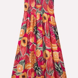 Vestido Infantil Menina Frutas Rosa