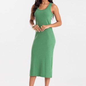 Vestido Midi em Ribana Verde