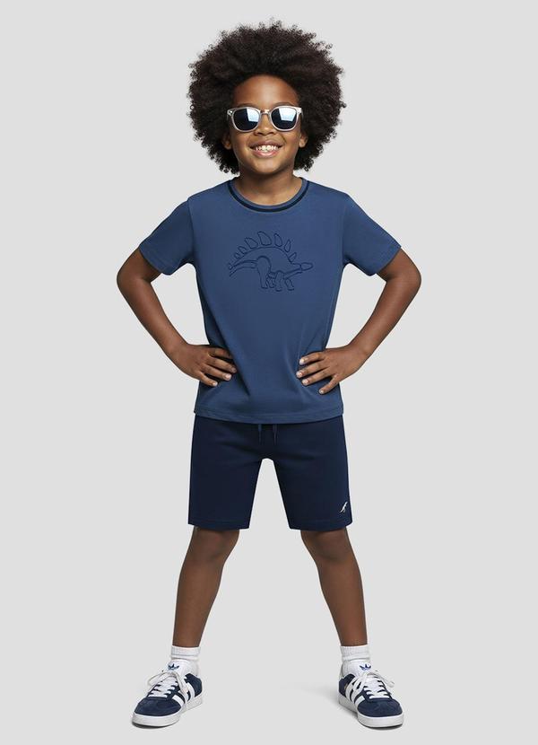 Bermuda Menino Moletinho Sarjado Rústico Azul