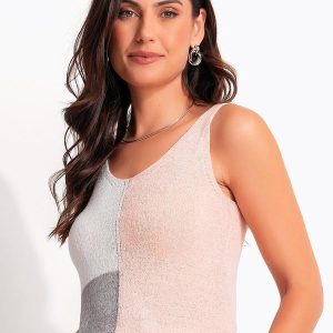 Blusa Color Block Rosa em Tricot