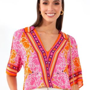 Blusa Estampada Rosa