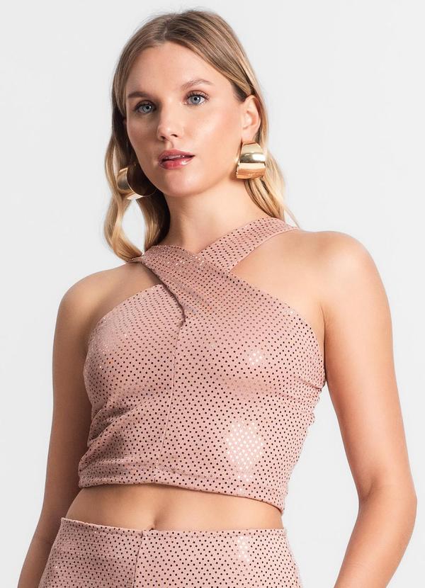 Blusa Feminina de Alça e Decote em X Rosa