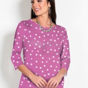 Blusa Poá Rosa com Mangas Longas