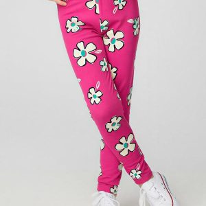 Calça Legging Floral Rosa Magenta