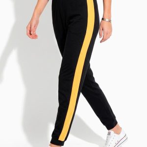 Calça Preta e Amarela com Recortes Laterais