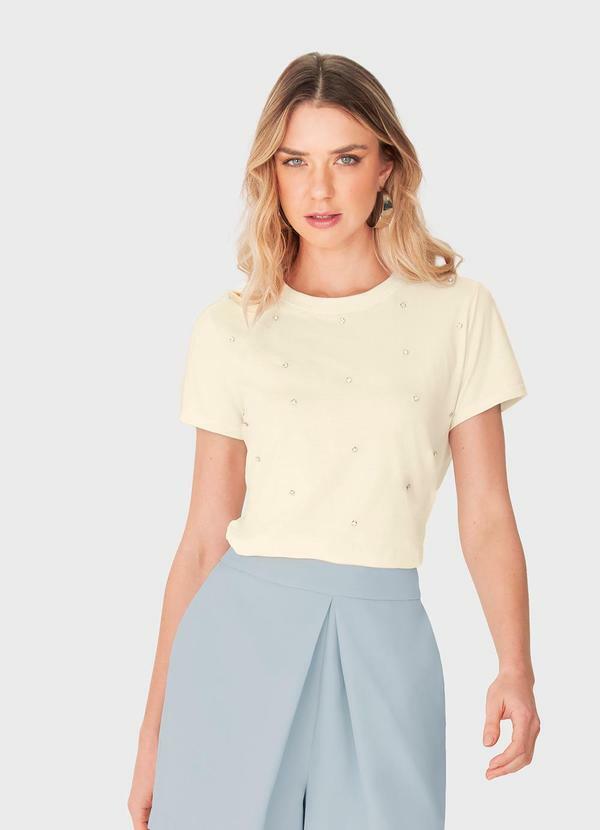 Camiseta Slim com Rebites Off White