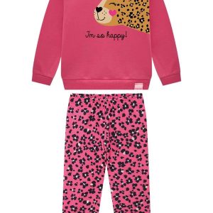 Conjunto Bebê Blusão e Calça em Moletom Rosa