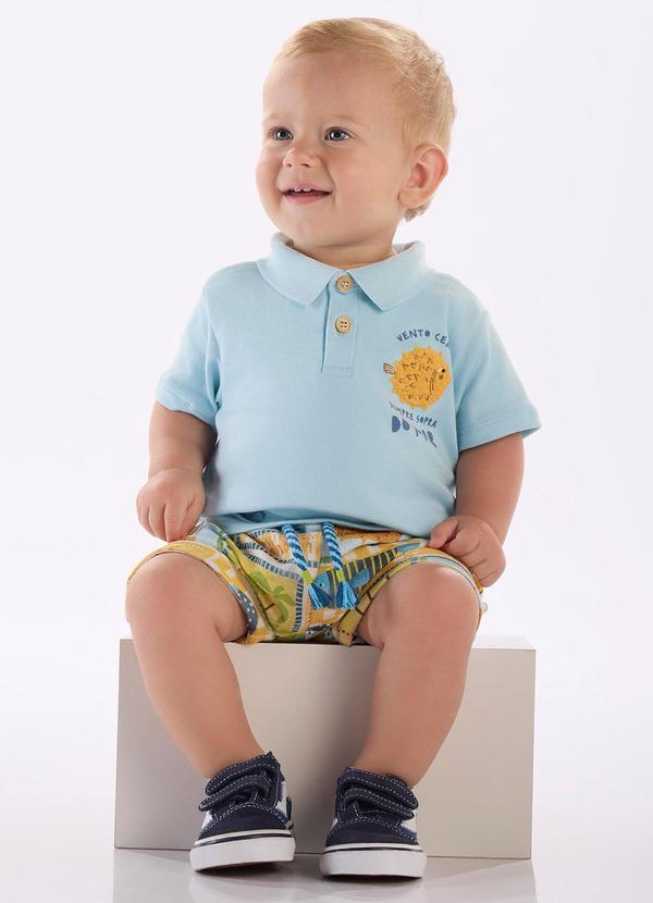Conjunto Bebê com Polo e Short Azul