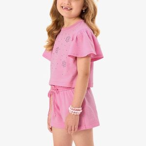 Conjunto Blusa com Shorts Infantil Rosa