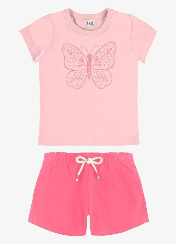 Conjunto Blusa com Shorts Infantil Rosa