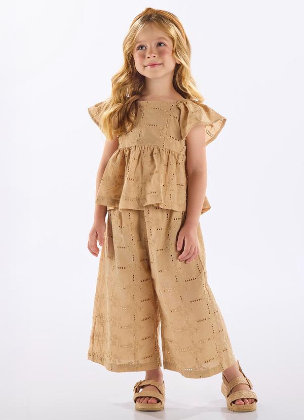 Conjunto Blusa e Calça Infantil Bege