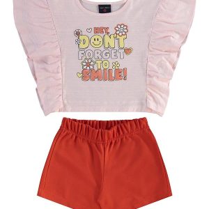 Conjunto Blusa e Short para Menina Rosa
