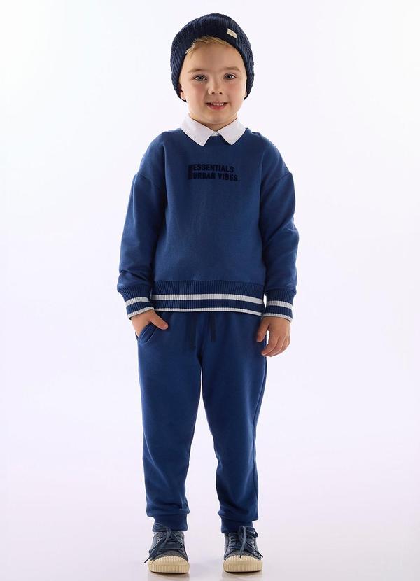 Conjunto Blusão Calça Molecotton Azul