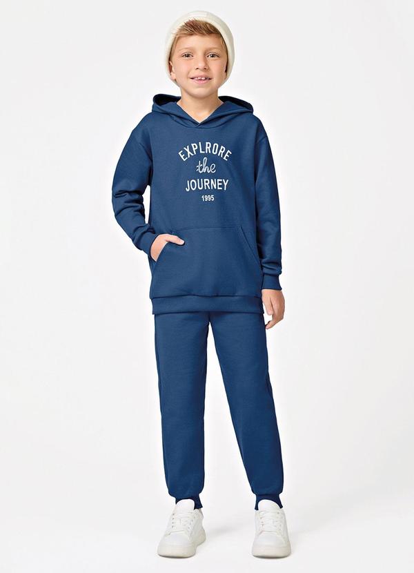 Conjunto Blusão com Capuz e Calça Azul