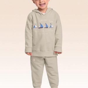 Conjunto Blusão com Capuz e Calça Bege