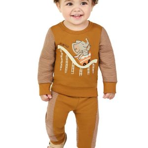 Conjunto Blusão e Calça em Moletom Marrom
