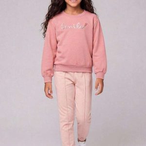 Conjunto Blusão e Calça em Moletom Rosa