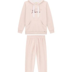 Conjunto Blusão e Calça em Newtech Capuz Rosa