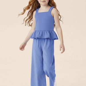 Conjunto Canelado Wide Leg Azul
