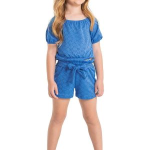 Conjunto Cropped e Short Clochard Azul