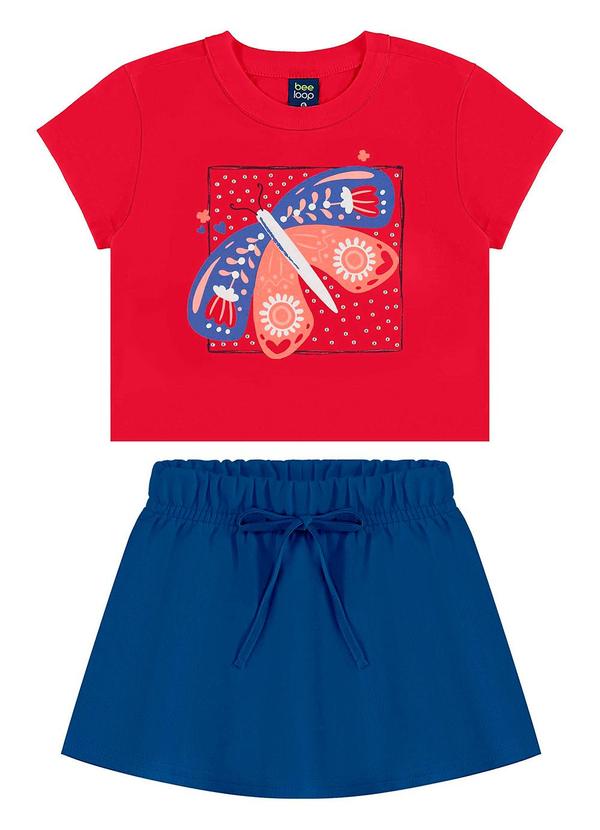 Conjunto Cropped e Short-Saia Vermelho