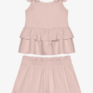 Conjunto Infantil Bata com Shorts Rosa