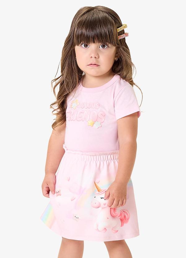 Conjunto Infantil Blusa com Saia Rosa