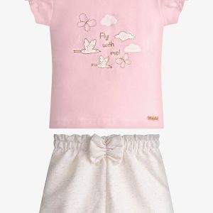 Conjunto Infantil Blusa com Shorts Rosa