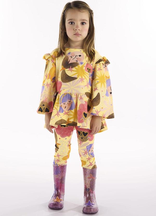 Conjunto Infantil Blusa e Calça Amarelo