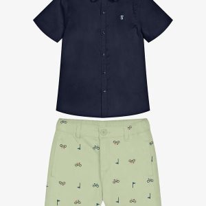 Conjunto Infantil Camisa com Bermuda Azul