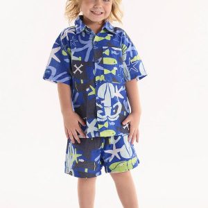 Conjunto Infantil Camisa e Short Azul