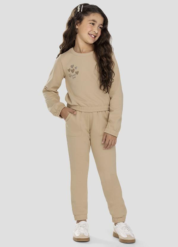 Conjunto Infantil Menina Blusão e Calça Bege