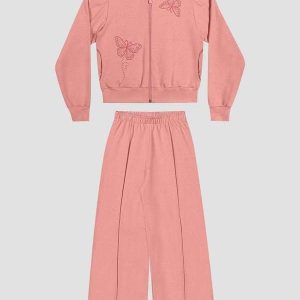 Conjunto Infantil Menina Jaqueta e Calça em Moletom Rosa