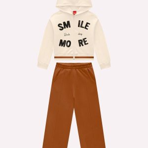 Conjunto Infantil Menina Lettering Bege