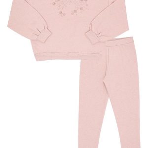 Conjunto Infantil Menina Moletom Linho Rosa