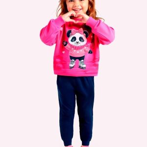 Conjunto Infantil Menina Pandinha Rosa