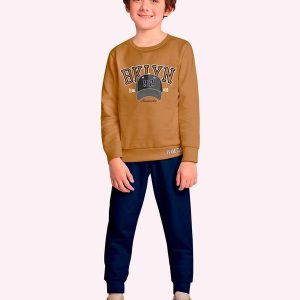 Conjunto Infantil Menino Lettering Marrom