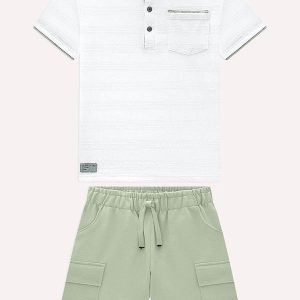 Conjunto Infantil Menino com Bolso Branco