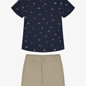 Conjunto Infantil Polo com Bermuda Azul