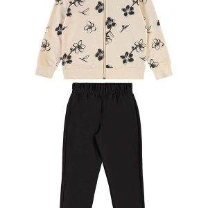 Conjunto Jaqueta Floral e Calça Bege