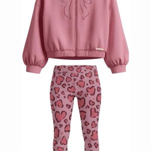 Conjunto Laço com Bordado Rosa