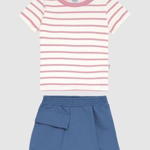 Conjunto Listrado com Moletom Rosa