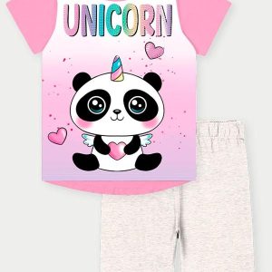 Conjunto Menina Pandinha Rosa