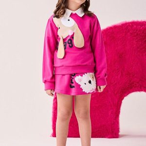 Conjunto Menina Rosa com Orelhinhas Rosa