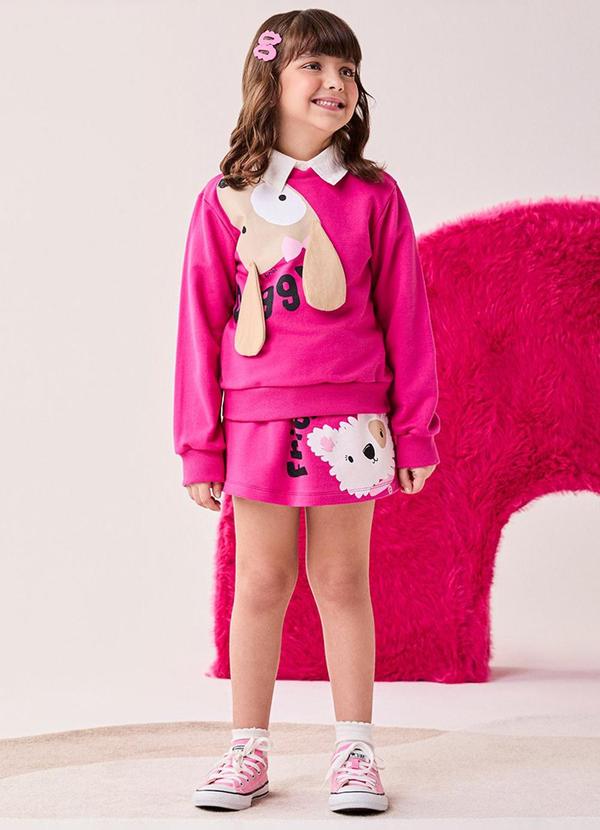 Conjunto Menina Rosa com Orelhinhas Rosa